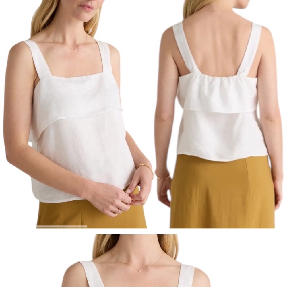 Quince White Square Neck Linen Tank Top
